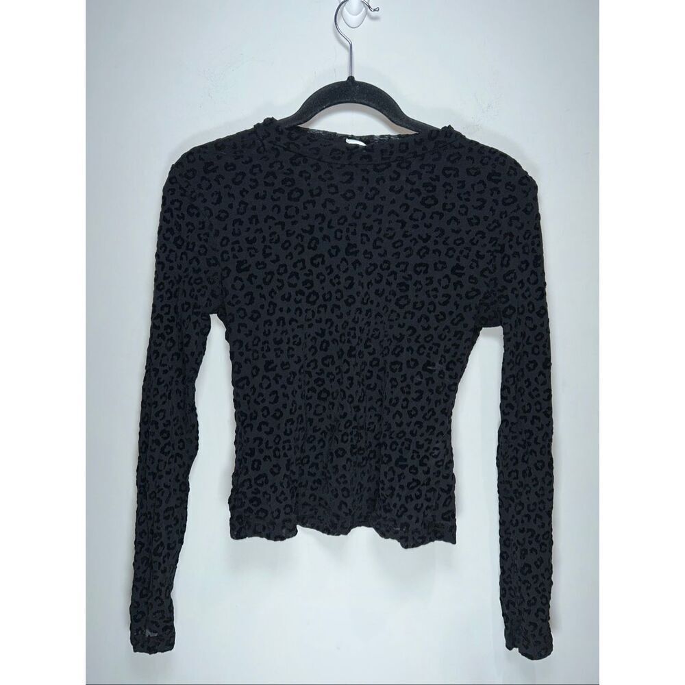 Black cheeta print sheer top size large